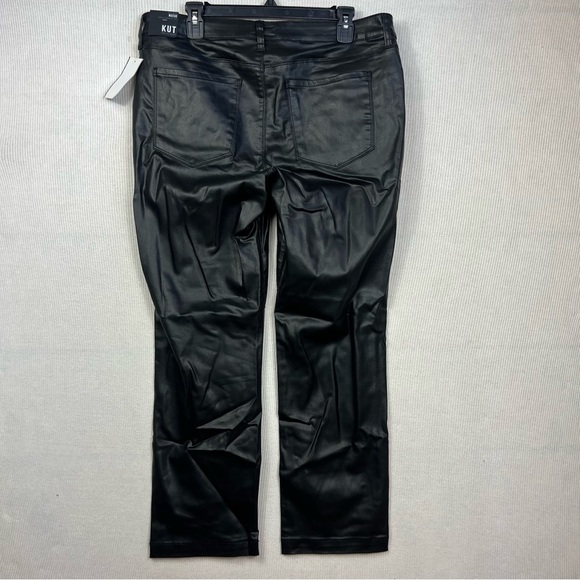 KUT FROM THE KLOTH Reese Ankle Straight NWT Faux Leather Black Pant Jean Size 16 - Picture 5 of 16